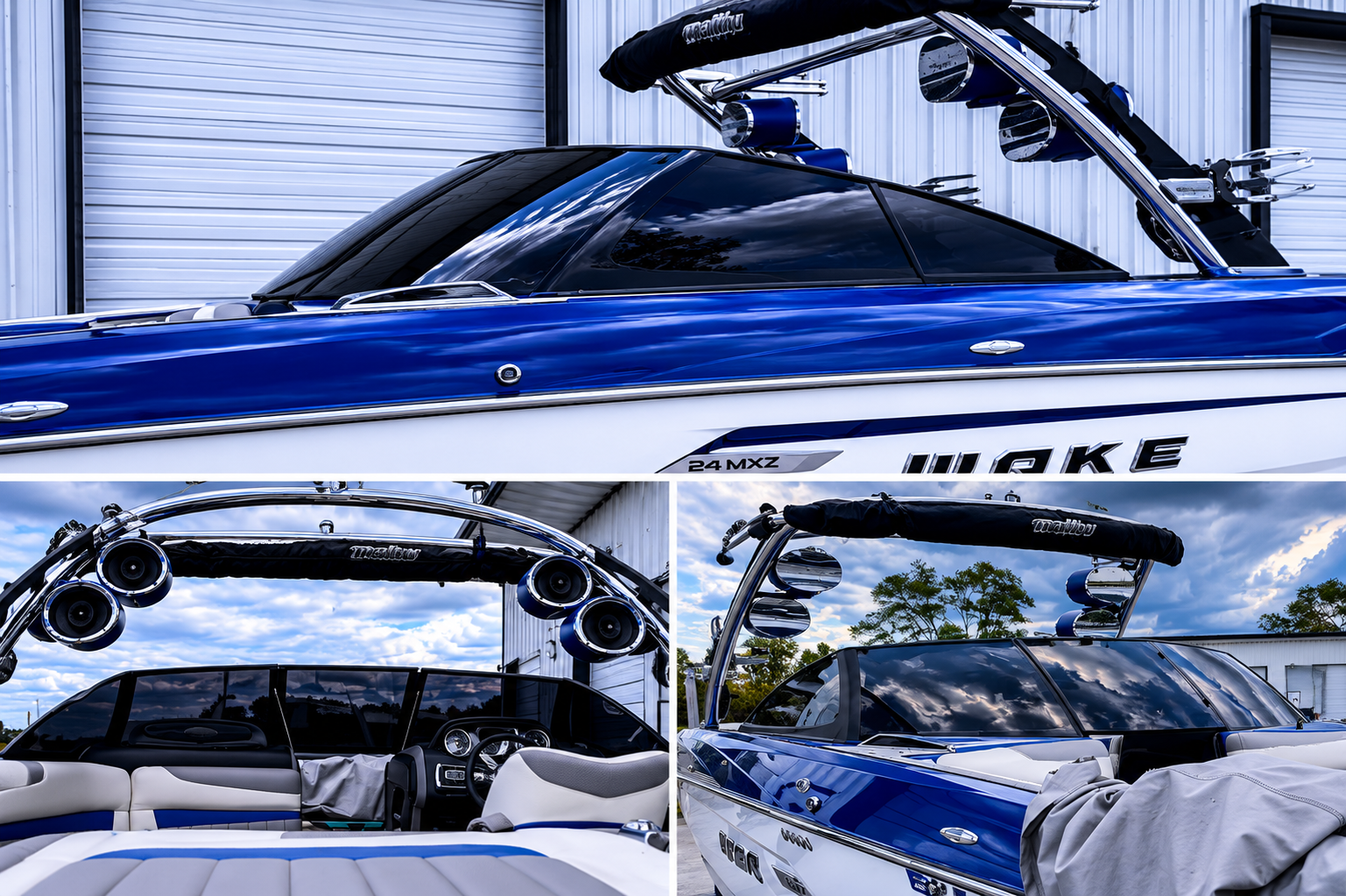 Malibu wakeboard boat with marine tint